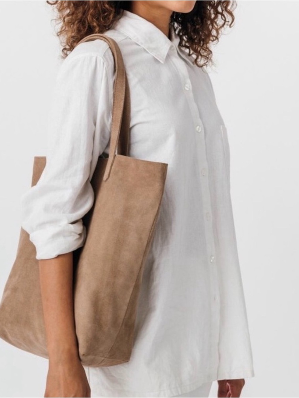 Baggu Dune pale pinkish Suede Tote
